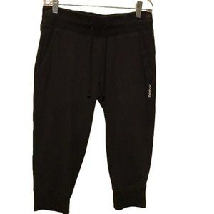 Reebok Black Tie Waist Capri Cotton Size Small
